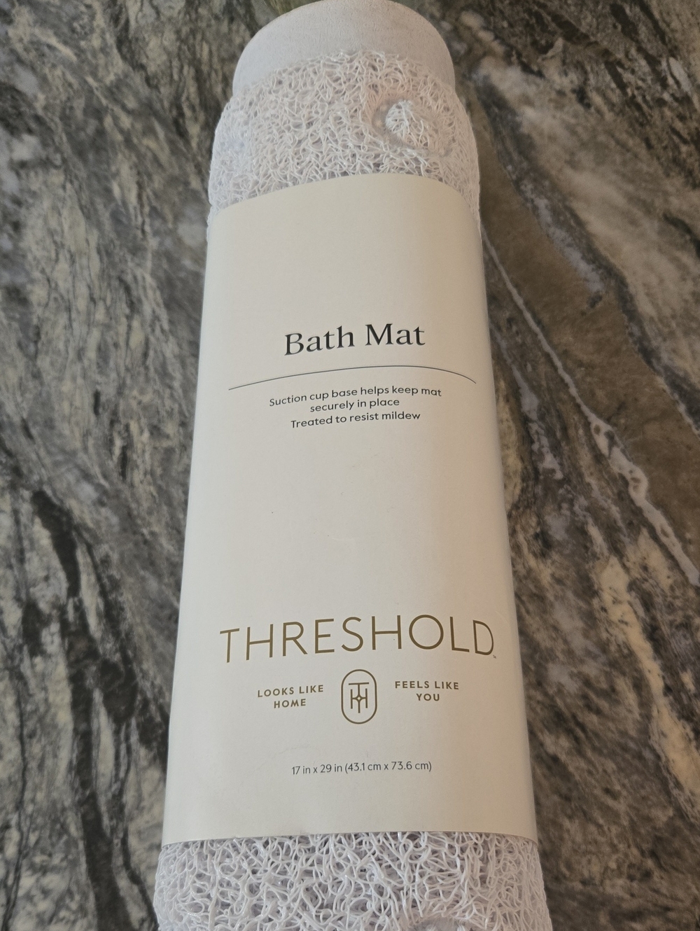 Threshold White Bath Mat with Textured Non-Slip Surface